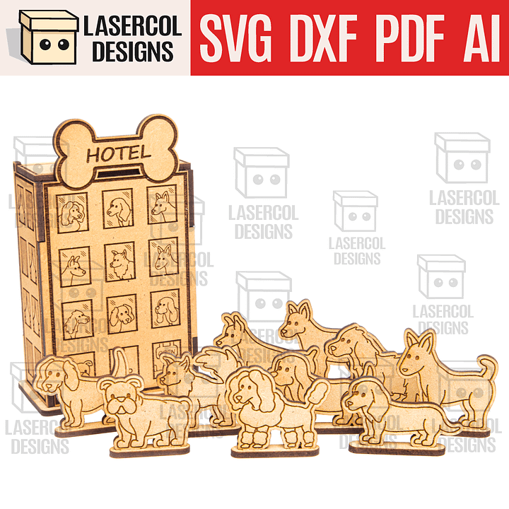 Dog Hotel Box Paint Kit DIY Cut Outs - Laser Cut Files product image (1)