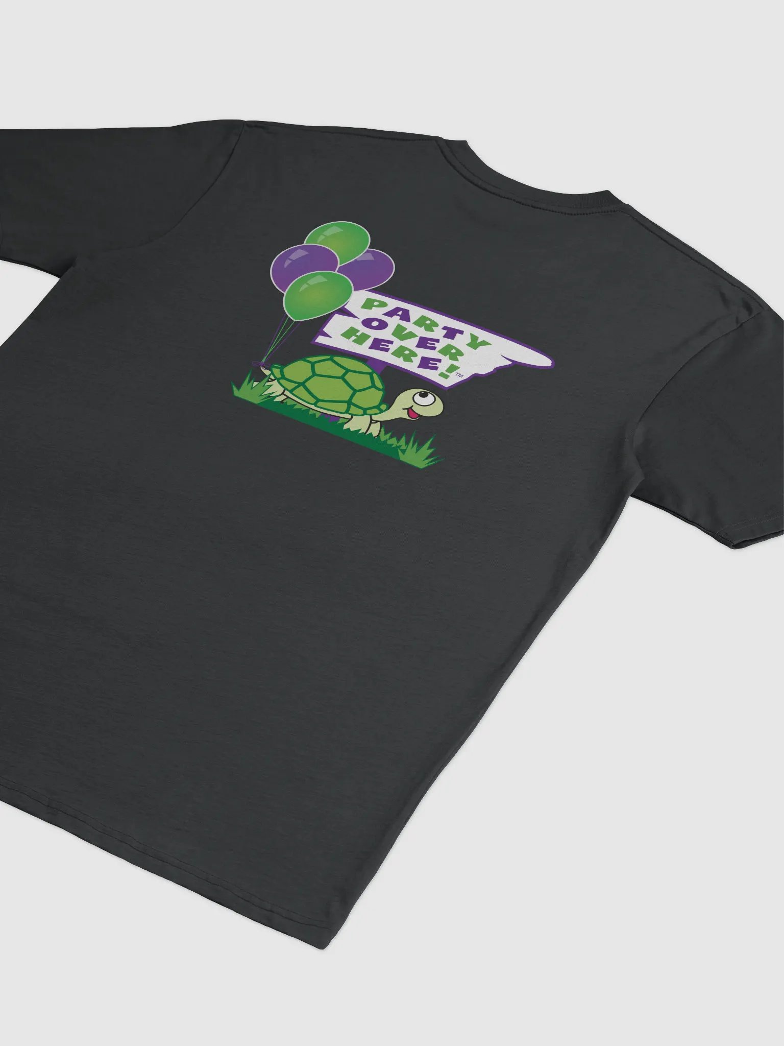 Party Over Here Supporter TShirt Turtle Mascot with balloons floating from tail product image (4)