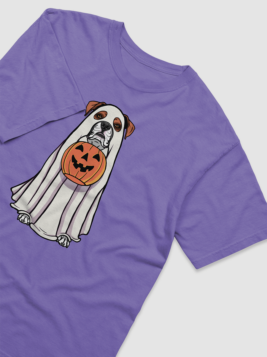 Funny Halloween Boxer Dog(2) T-Shirt | Funny Boxer Wearing a Ghost Costume and Holding a Pumpkin Basket product image (30)