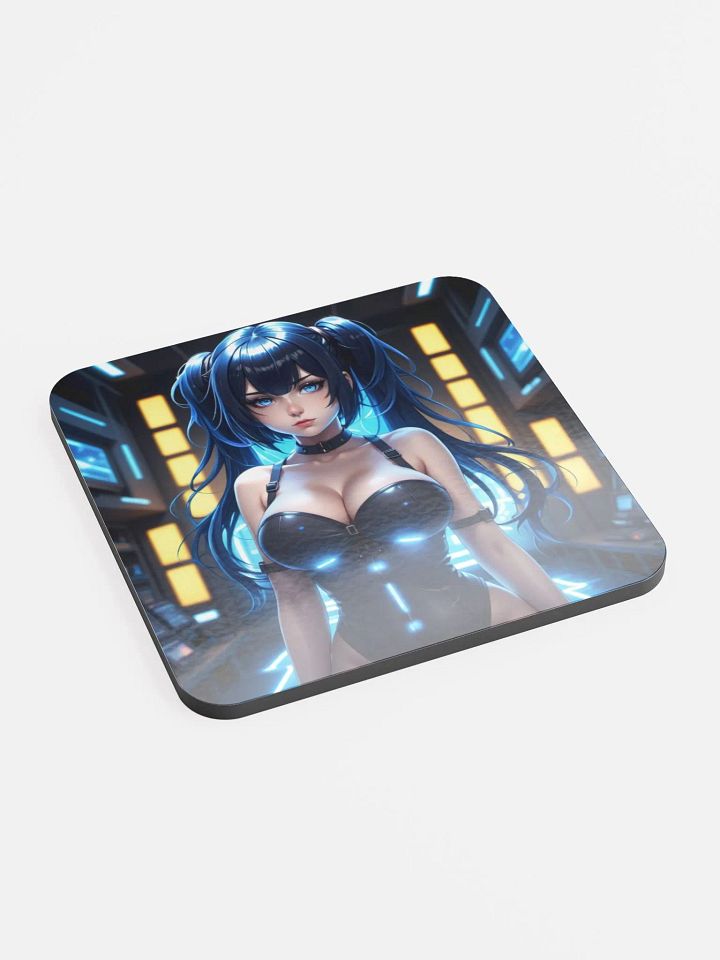 Futuristic Blue-haired Anime Coaster product image (2)