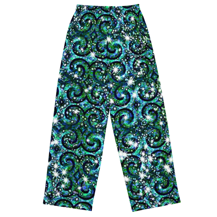Green Blue Sparkle Swirl Wideleg Pants product image (1)