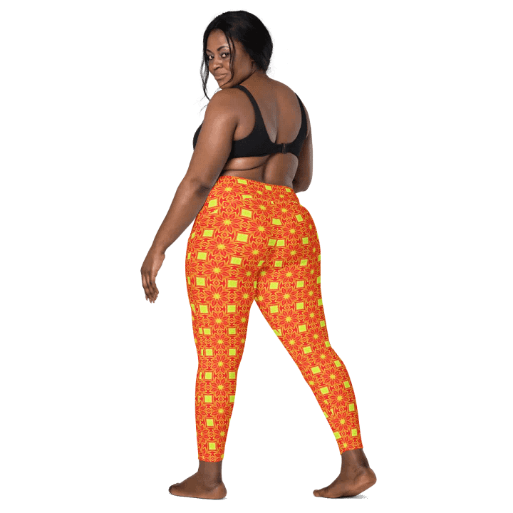 Abstract Repeating Orange Flower Leggings product image (2)