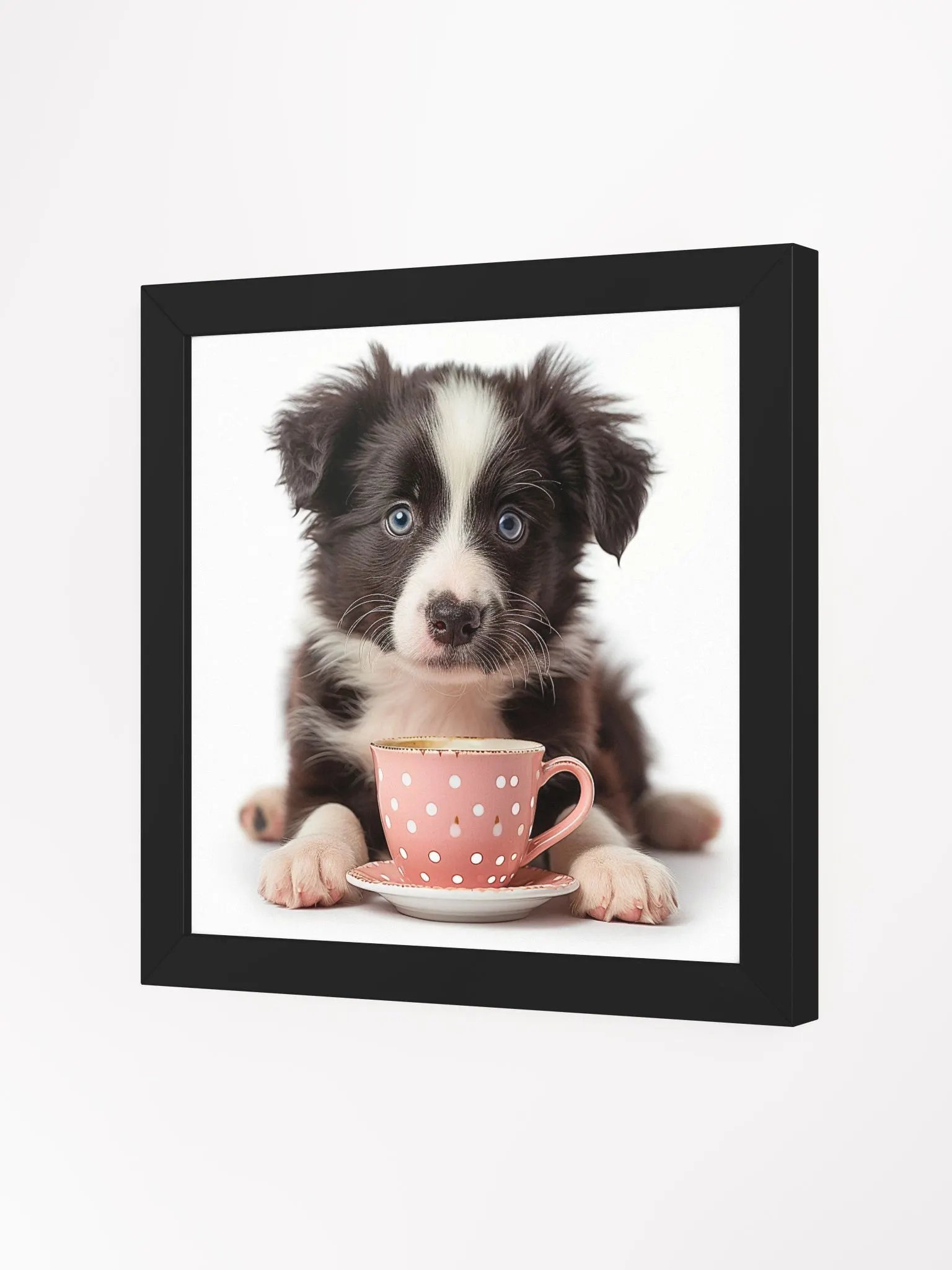 Coffee Lover Cute Australian Shepard Puppy Framed Wall Art product image (10)