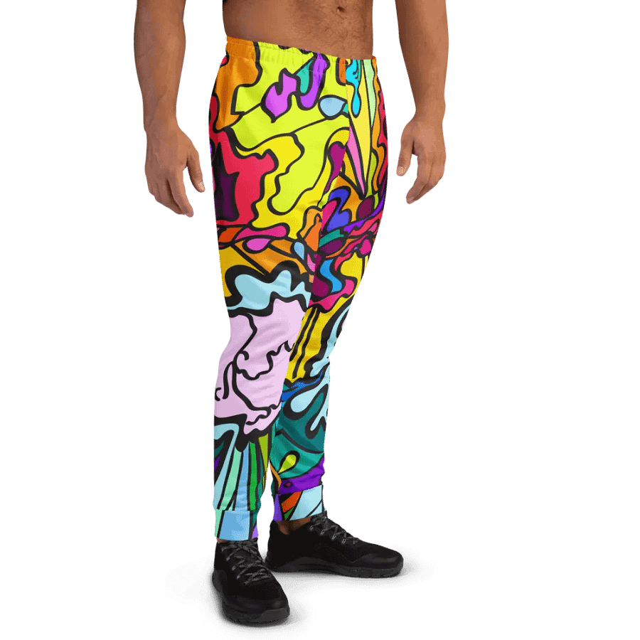 Vibrant Abstract Men's Joggers - Wave at Sunset product image (4)