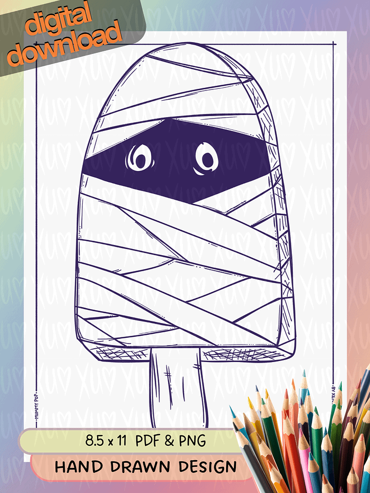 Mummy Pop – Summerween Scream – Spooky-Sweet Coloring Page product image (1)