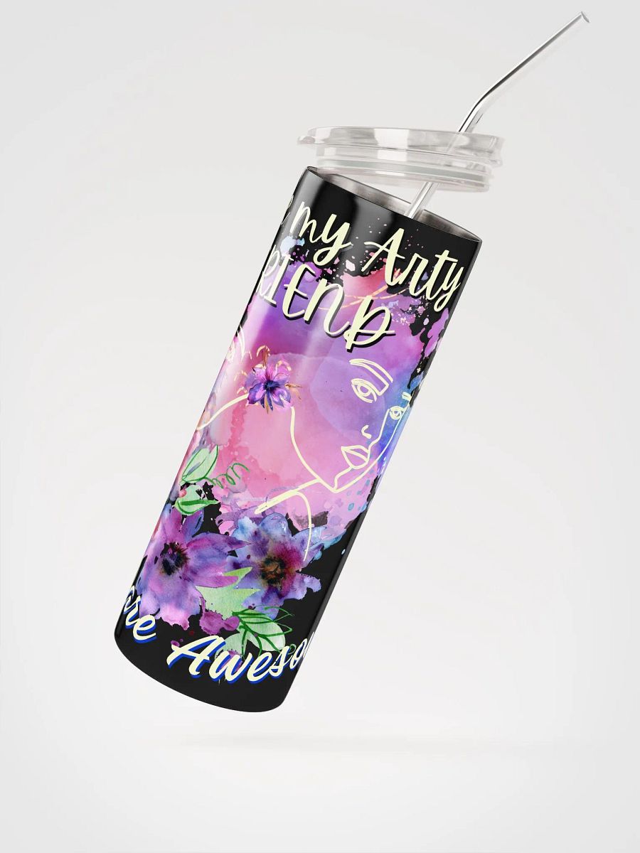 stainless steel tumbler colorful design for the artist. 'Love my Arty Friend'  Perfect gift for  colleague, friend who loves arty things product image (2)