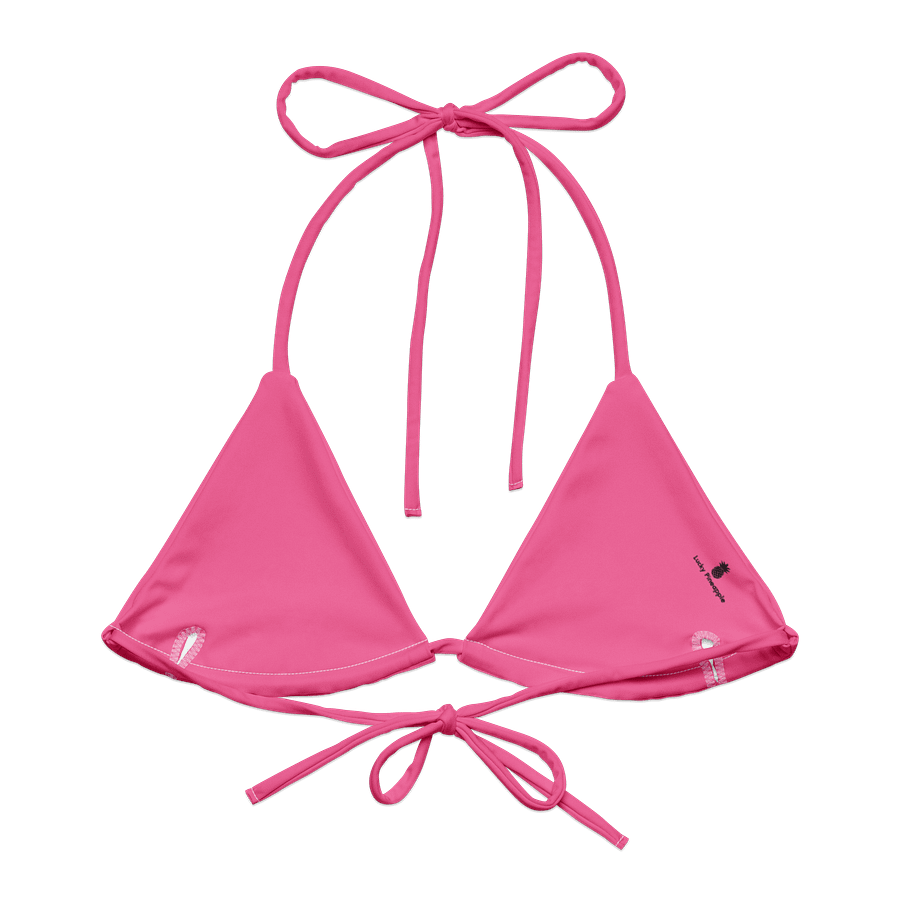 Flamingo Pink Solid Color String Bikini Top product image (2)