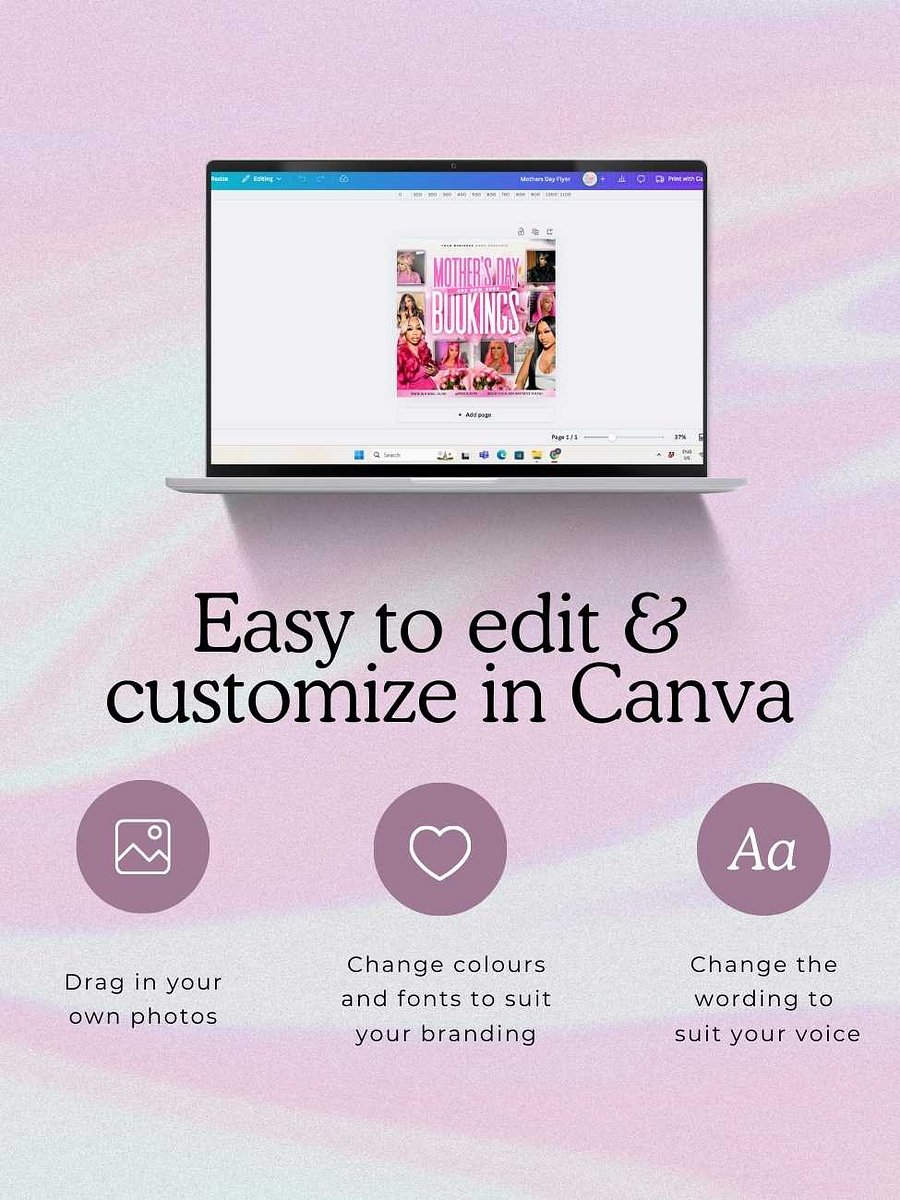 Mother's Day Bookings Open Appointments Flyer - Pink Theme - Customizable Canva Template product image (3)