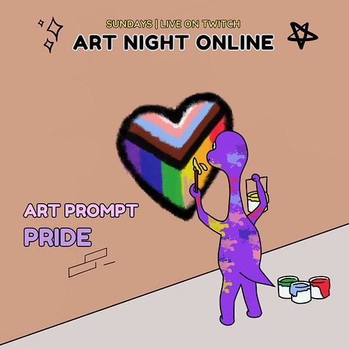It's Sunday so we play #tunes and make #art! Join us on #Twitch NOW! Today your prompt is #Pride! Art by the amazing chocooro...