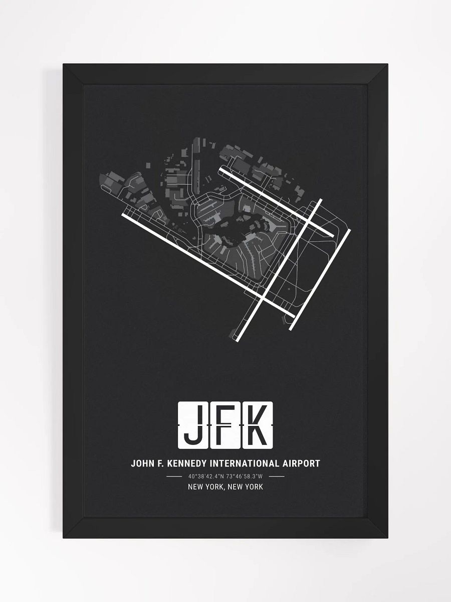 Framed Airport JFK Premium Map On Matt Paper product image (1)