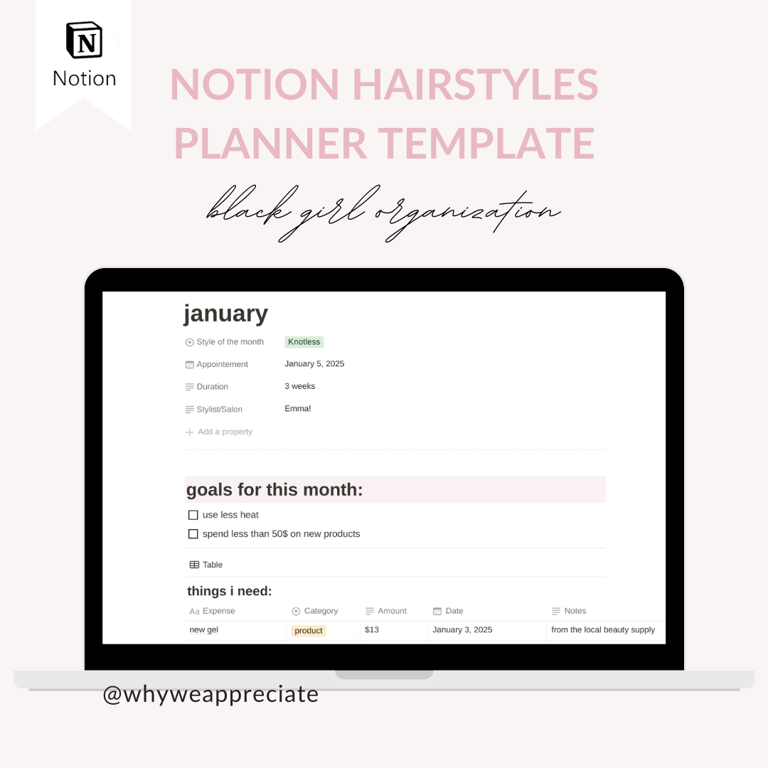 2025 Hairstyles Planner Notion Template product image (1)