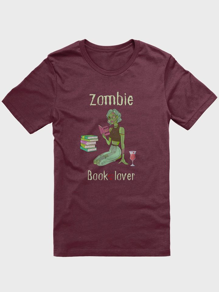 Zombie Book Lover Maroon T-shirt product image (1)