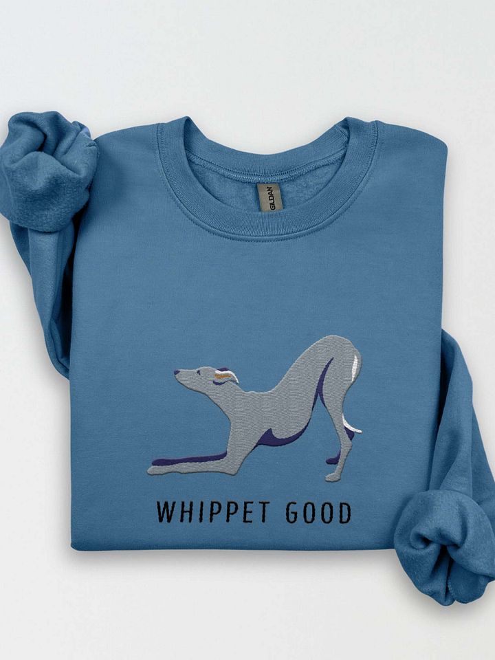 Whippet Good Sweatshirt (Embroidered) of a Whippet(Blue) product image (1)