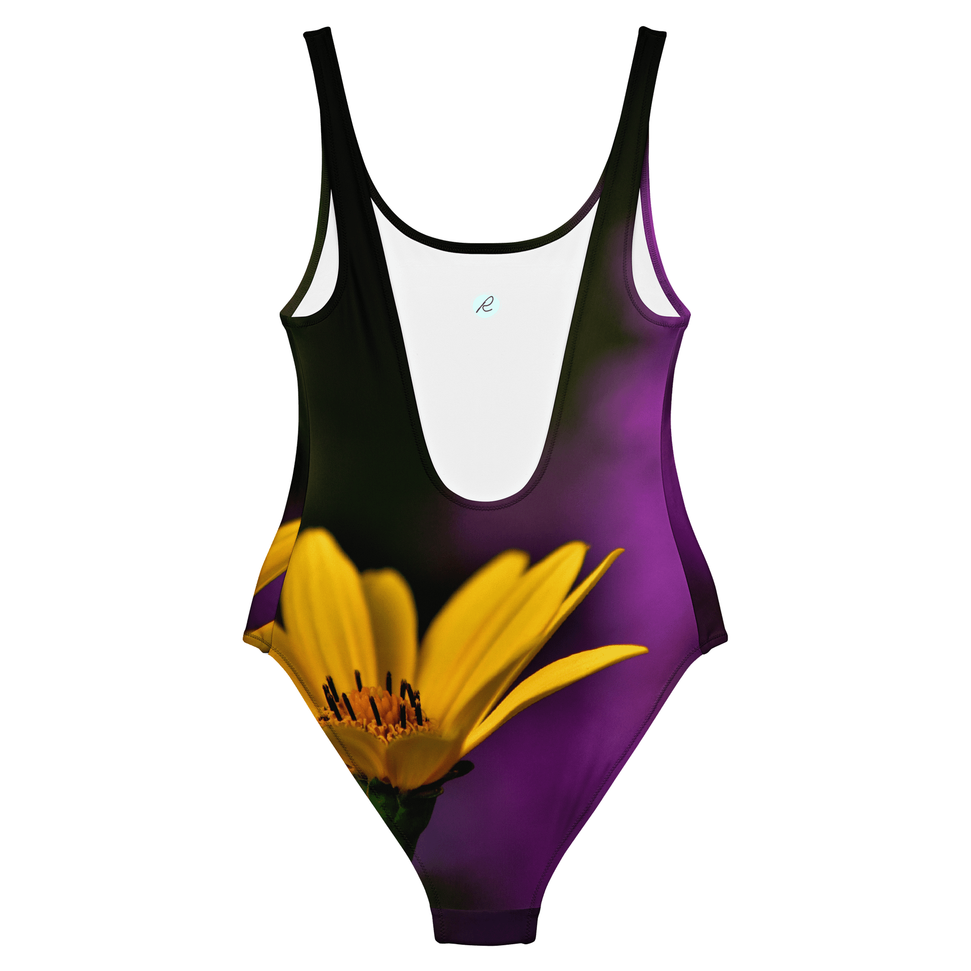 Badeanzug - Leuchtend gelbe Blüte vor violettem Hintergrund product image (6)