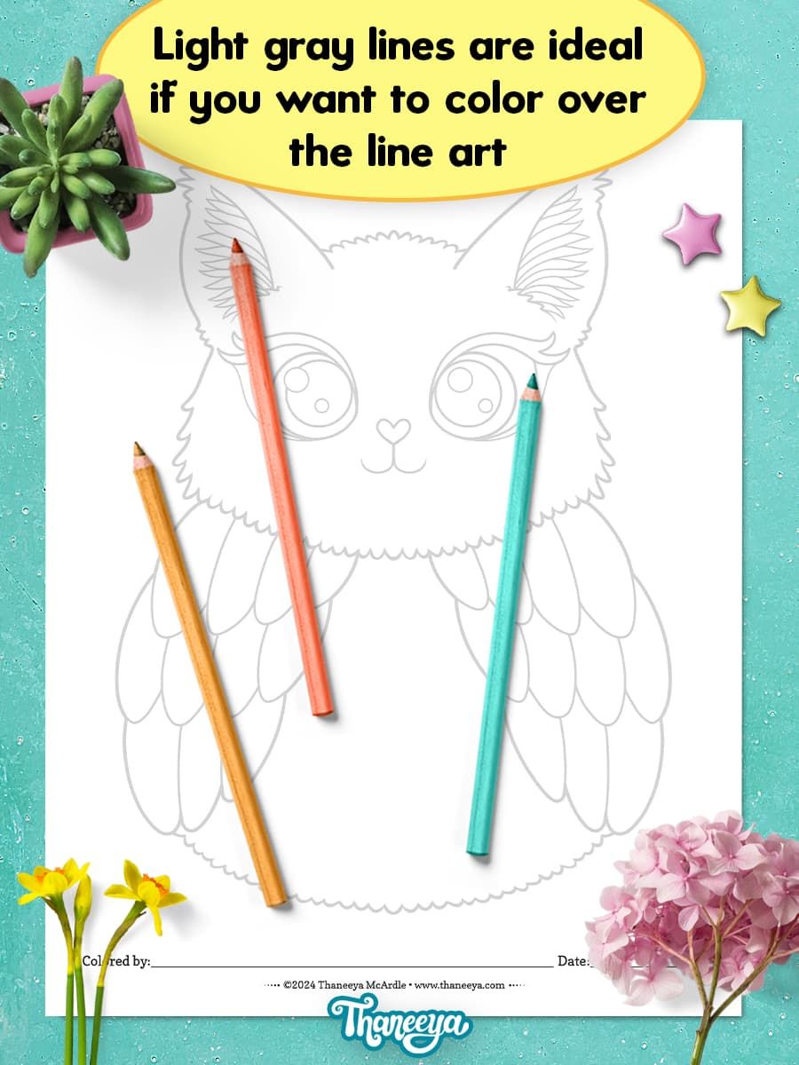 Cat-Owl - Single Coloring Page product image (4)