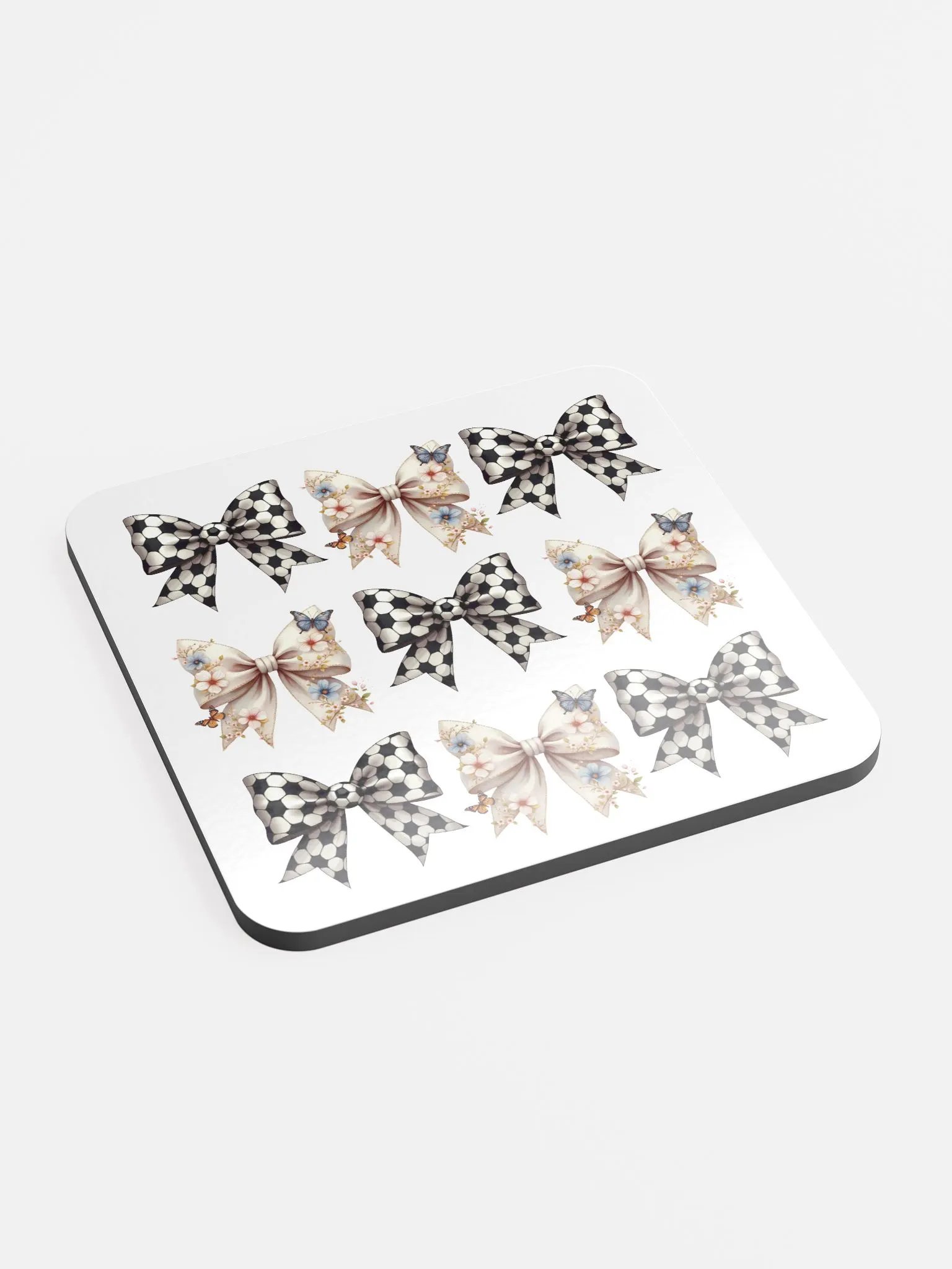Spring Bows Soccer Chic Glossed Cork Coaster product image (3)