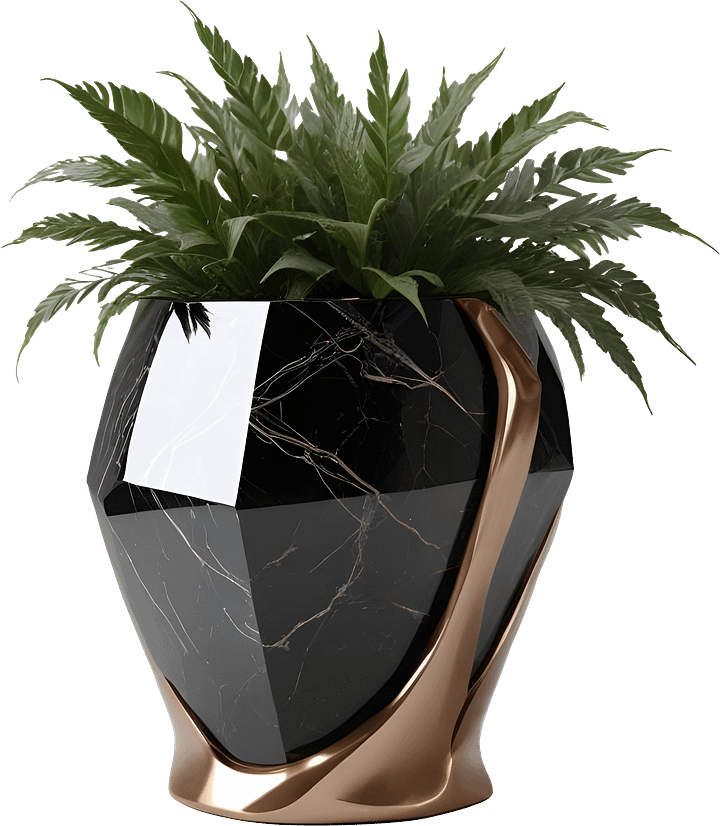 Celestial Aurum – Luxury planter with greenery decor PNG product image (1)