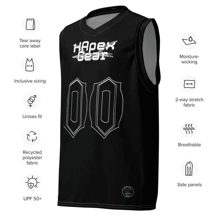 Capital NEFFEX - Black - Recycled Unisex Basketball Jersey - White HApex Gear Black Logo product image (7)