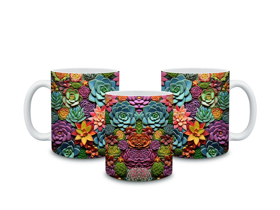 Succulent Garden 11oz Coffee Mug – Vibrant Succulent Plant Design Ceramic Cup – Perfect for Plant Lovers and Unique Gifts product image (4)