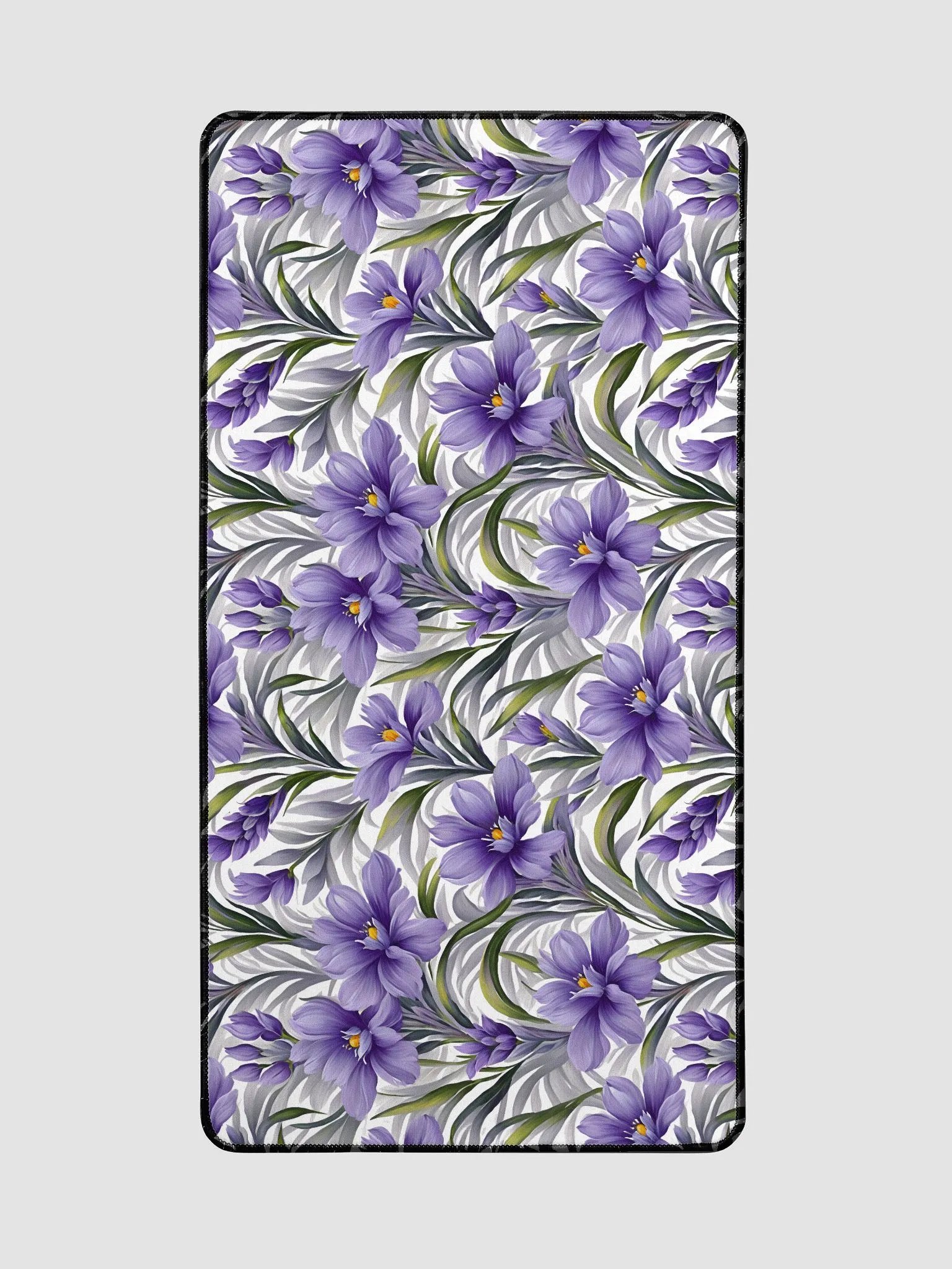 Desk Mat (31.5x15.5 inches) - Purple Floral Pattern on a White Background product image (3)