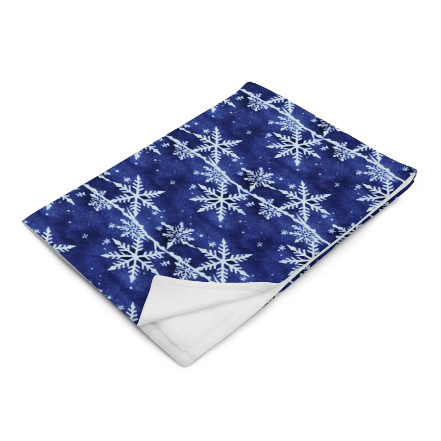Indigo Snowflake Fluffy Blanket Throw product image (8)