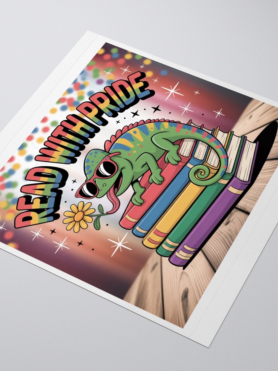 LGBTQ+ Pride Sticker - Read With Pride Chameleon Design product image (8)
