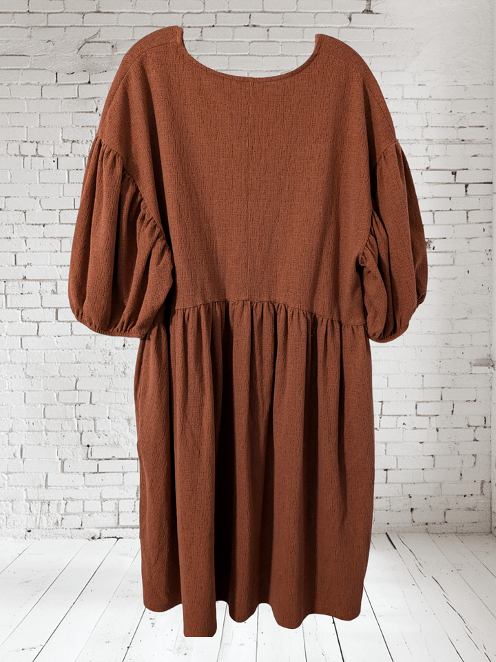 1X V-Neck Balloon Sleeve Dress product image (2)
