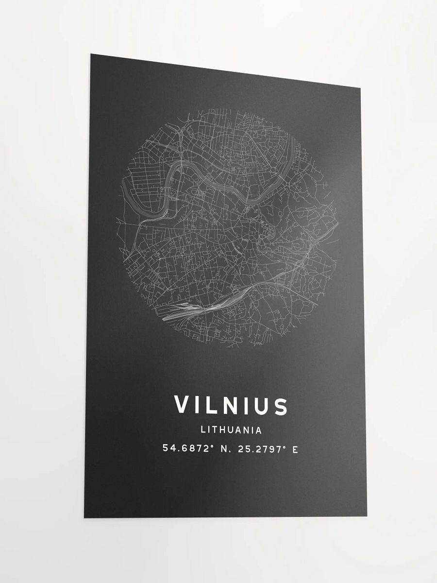 Vilnius Street Map Poster – Black Minimalist Circular City Art product image (4)