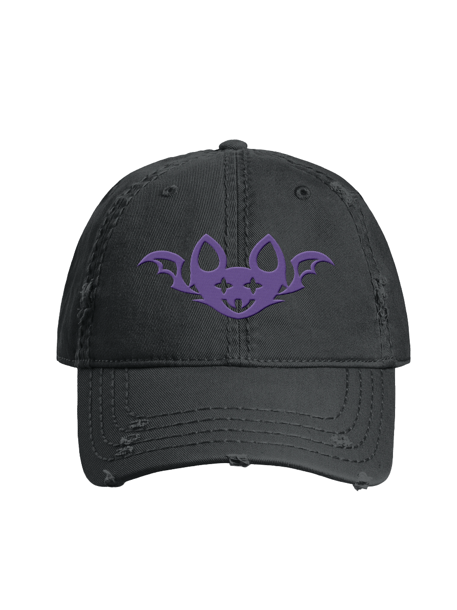 Purple Embroidered Bat Distressed Dad Hat product image (1)