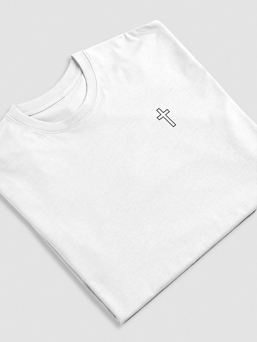 Simple Cross Embroidered White Heavyweight T-shirt product image (4)