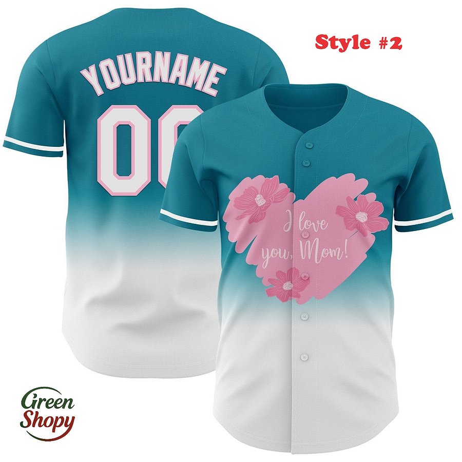 Authentic Baseball Jersey Gift , Custom Baseball Jersey, Personalized Sport Jersey, Love you Mom, Mother product image (3)