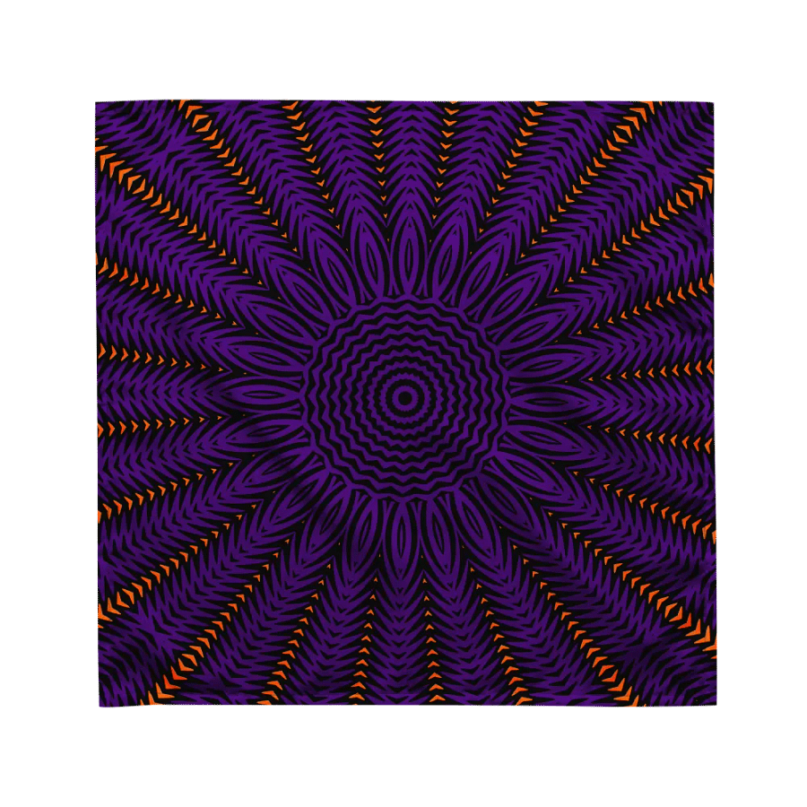 Twisted Sunflower Bandana, Purple Orange Black Kaleidoscope Floral Art Accessory product image (3)