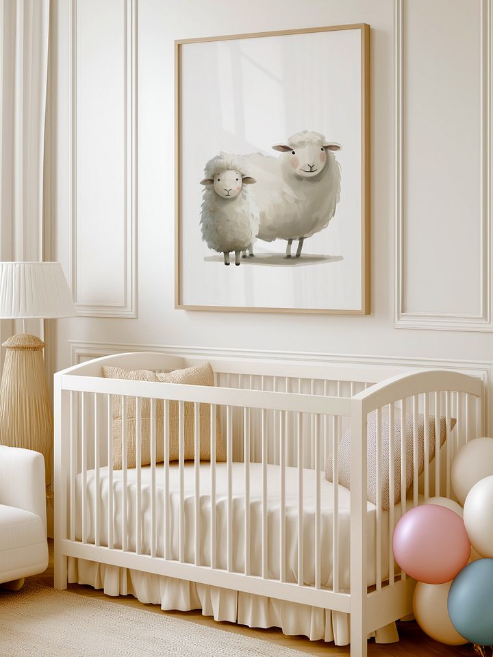 Two Cute Fluffy Sheep Nursery Print product image (1)
