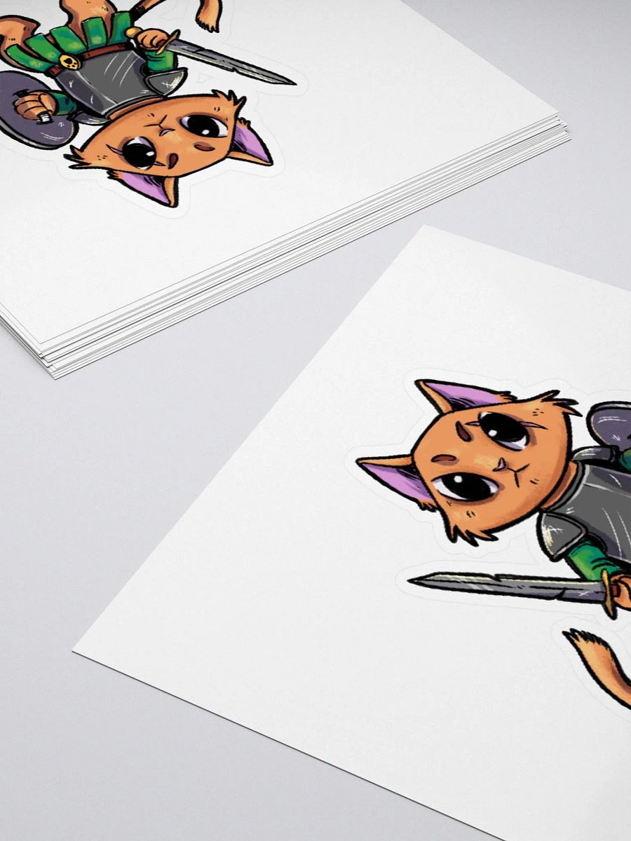 Cat Warrior Bartholomew Sticker - Fantasy Feline Illustration Decal product image (4)