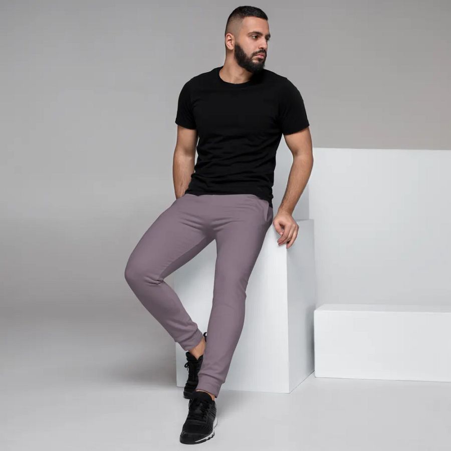 Plain Faded Orchid Grey Soft Summer Recycled Polyester Premium Men's Joggers by Treasure Pie product image (7)