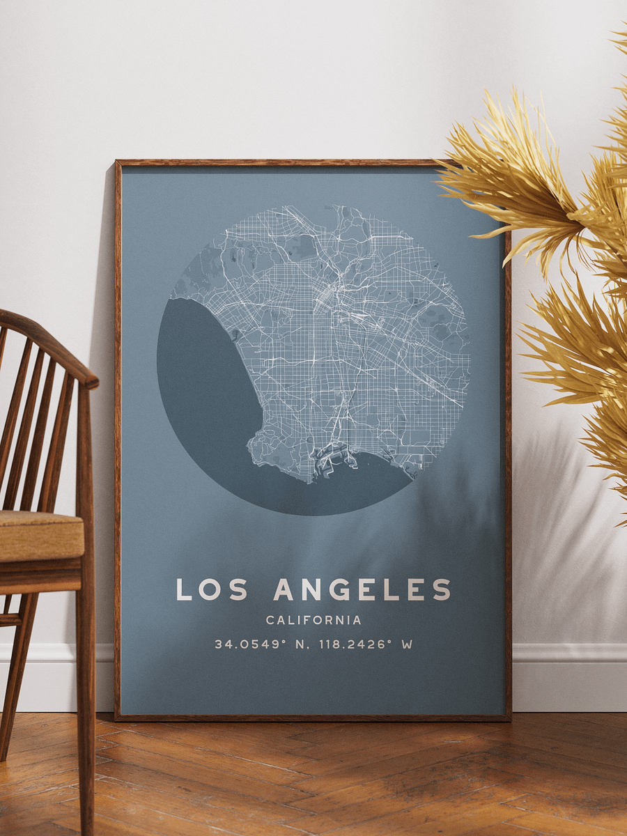 Los Angeles Street Map Poster – Blue Minimalist Circular City Art product image (1)