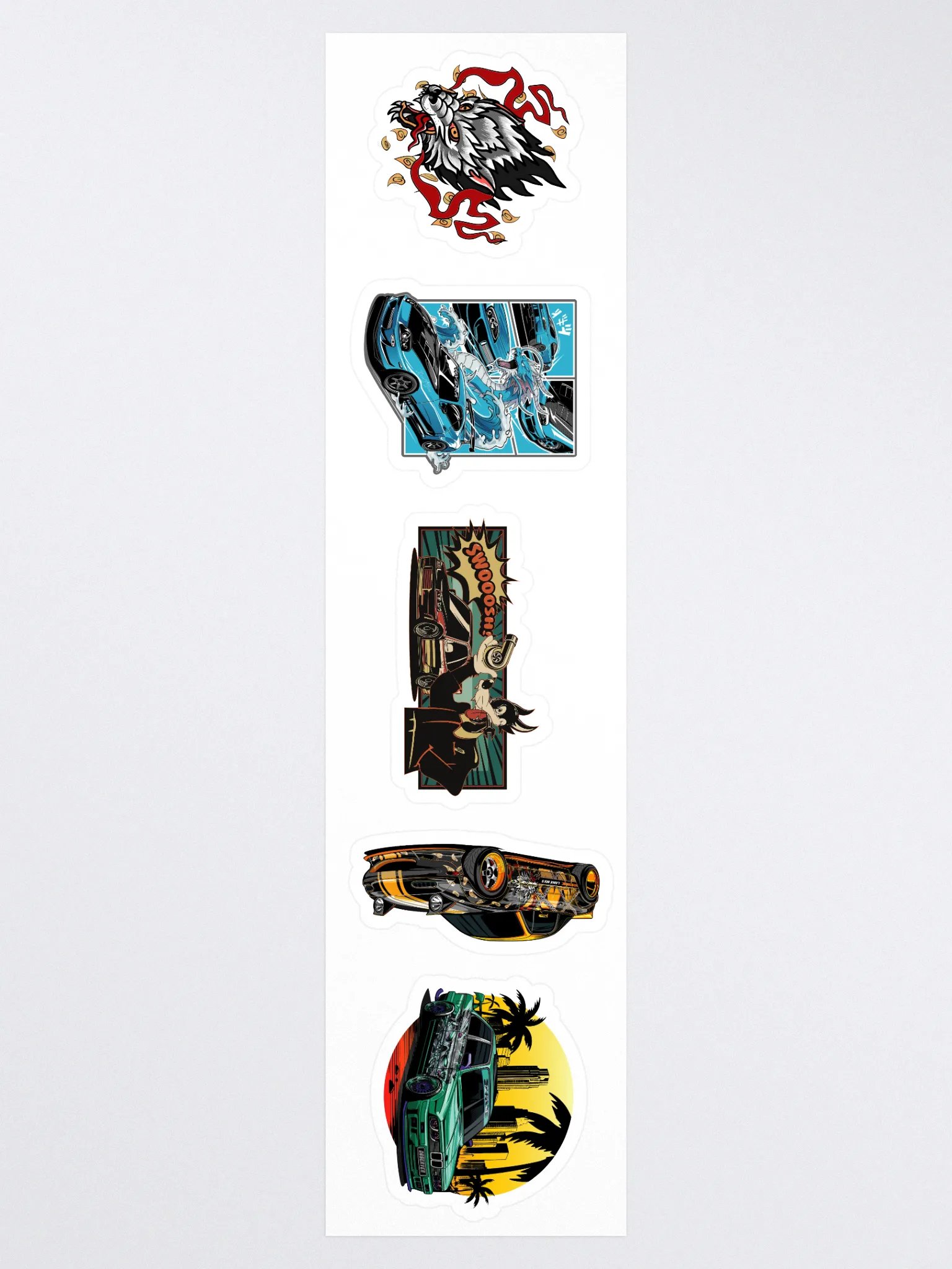 Sticker Strip 15" x 3.75" Laika Beast,Hydra,Swirl Wolf & Observer Stickers product image (3)