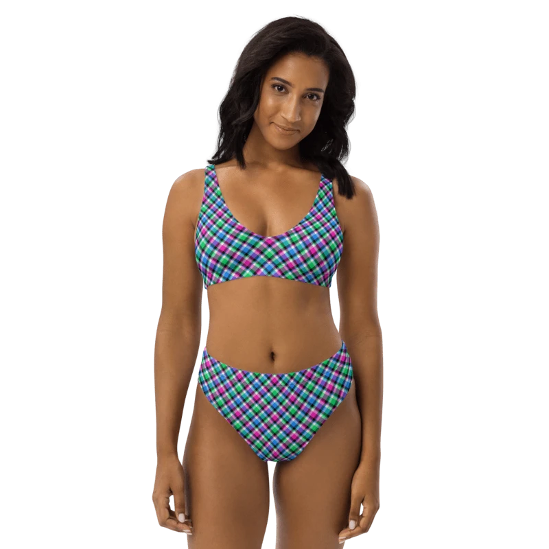 Magenta, Bright Green, and Blue Plaid Bikini product image (1)