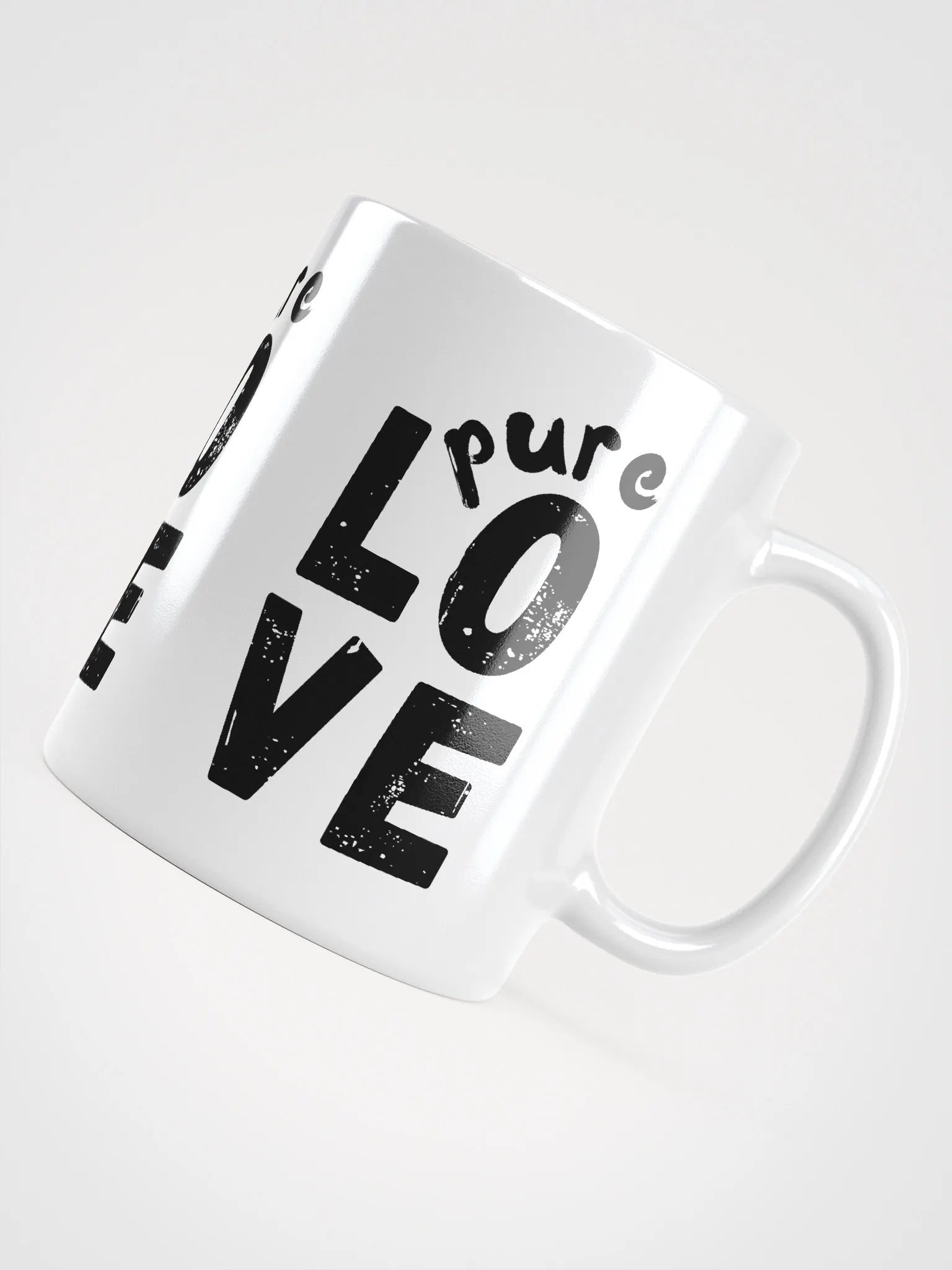 Pure LOVE Black on white glossy Mug product image (4)