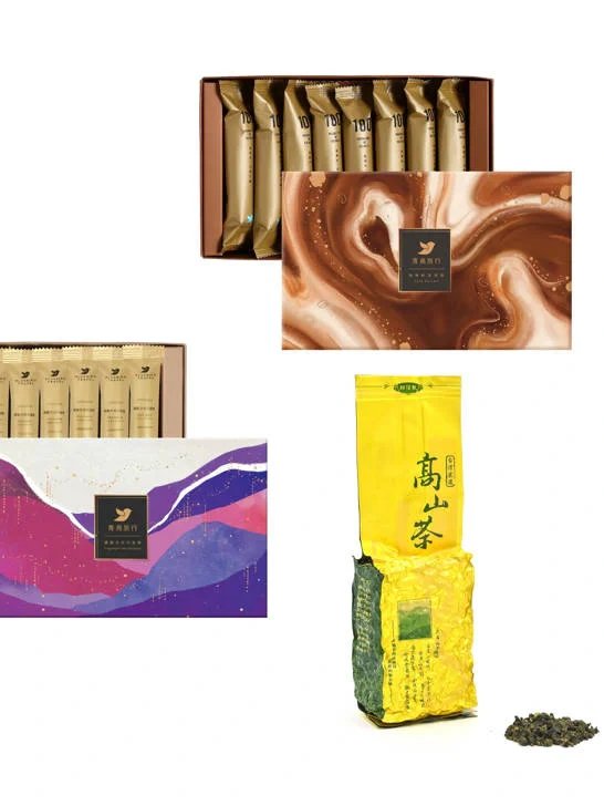 金茶茶點尊享組：台灣玉山高海拔烏龍茶一罐+两盒蛋卷（青茶蛋卷一盒+咖啡欧蕾蛋卷一盒) product image (1)