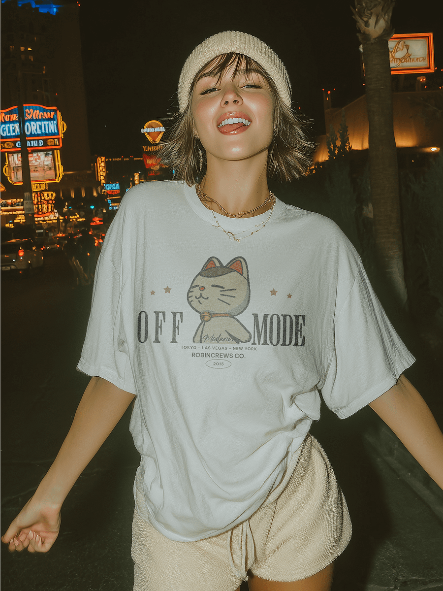Off Mode Cat T Shirt Relaxed Graphic Tee product image (4)
