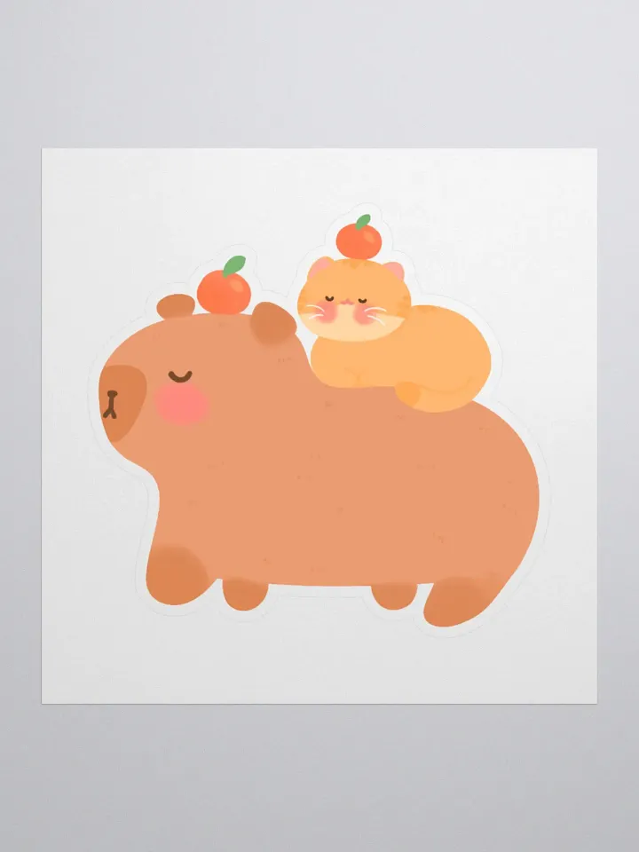 Capybara & Orange Cat Adventures Vinyl Sticker product image (1)