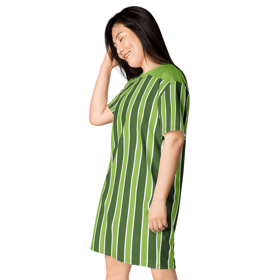 Exclusive Lime Green Striped Oversized T-Shirt Dress | TDS Music product image (3)