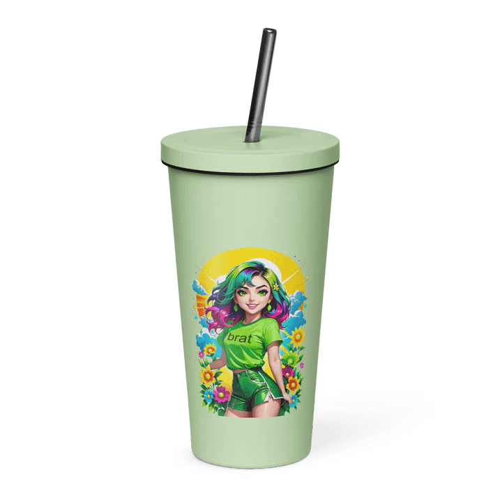 Brat 20 oz Tumbler Cup - Mint - Insulated Tumbler with a Straw v3 product image (1)