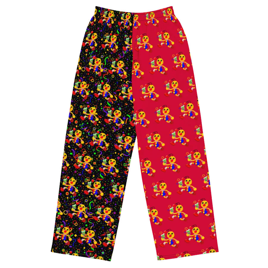 Split Red and Arcade Boyoyoing Unisex Wide-Leg Pants product image (1)