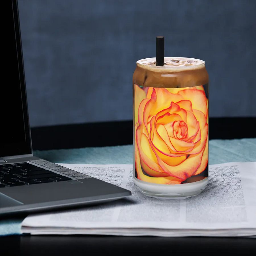 Bright Orange Rose Can Shaped Glass product image (33)