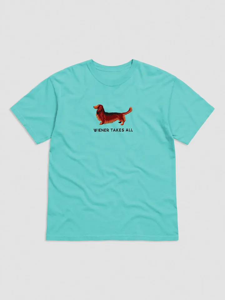 Wiener Takes All T-Shirt(Embroidered) of a Longhaired Dachshund(Red) product image (25)