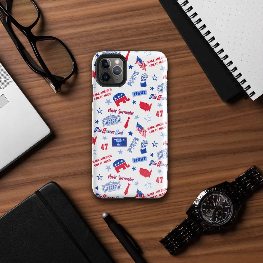 Trump 2024 Republican Patriot Make America Great Again White Pattern Phone Case for iPhone product image (7)