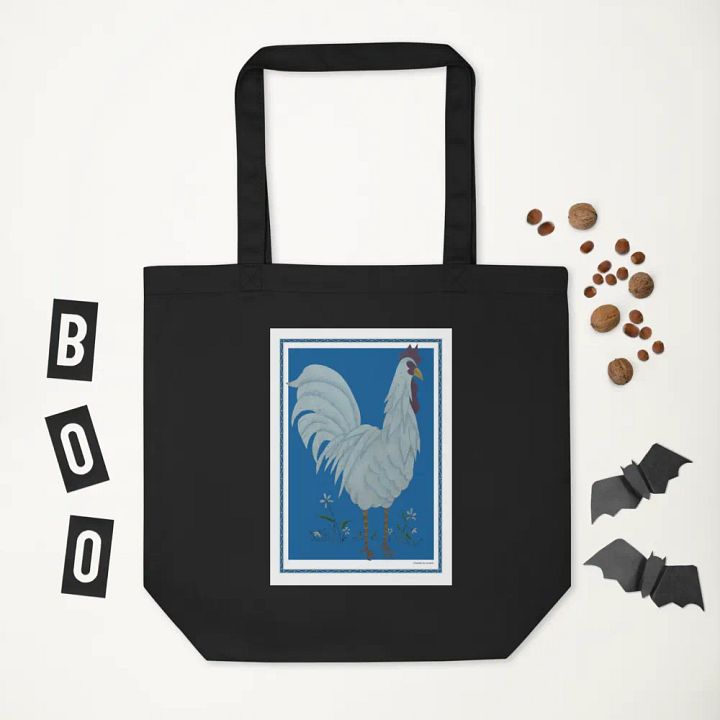 Eco Friendly Tote Bag with Chicken and Blue Background product image (2)