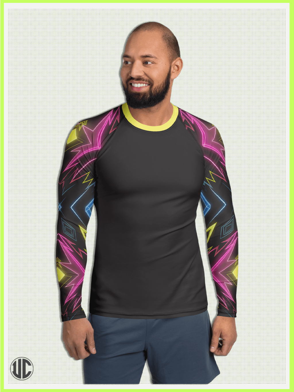 Neon Kaleidoscope – Men’s Rash Guard product image (1)